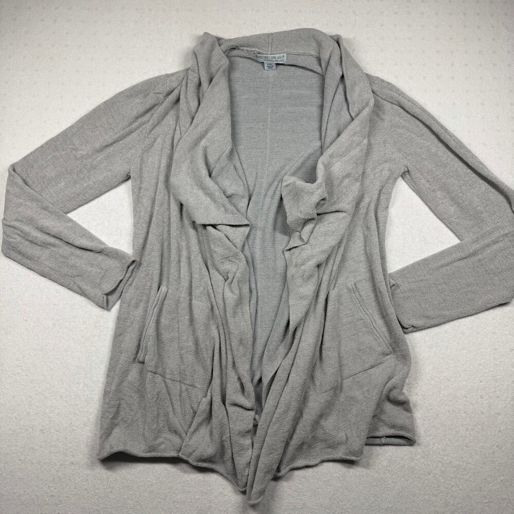 Barefoot Dreams CozyChic Ultra Lite Island Cardigan Gray L/XL Draped Open Front